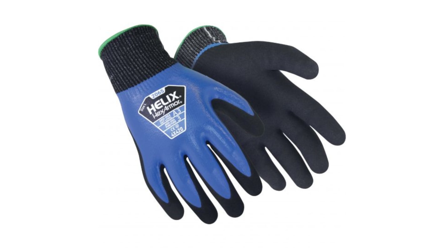 Uvex Black, Blue HPPE Abrasion Resistant, Cut Resistant Work Gloves, Size 9, Nitrile Coating