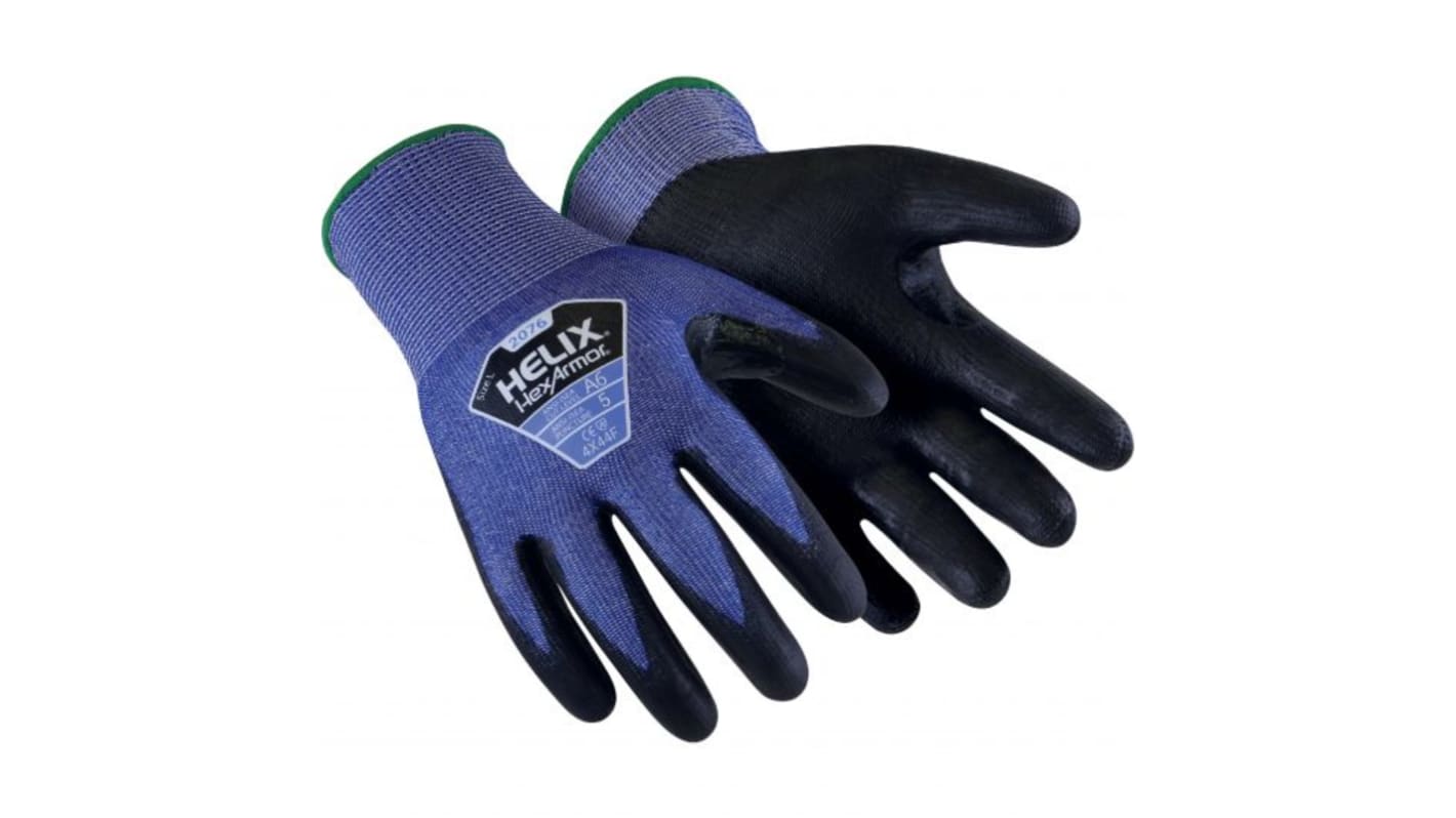 Uvex Black, Blue HPPE Cut Resistant Cut Resistant Gloves, Size 7, Small, Polyurethane Coating