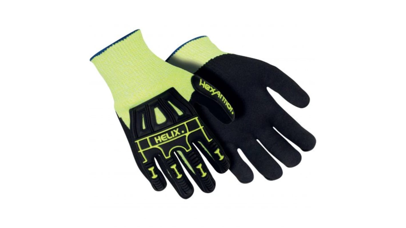 Guantes de trabajo de Fibra de vidrio, HPPE Negro Uvex serie Helix®3000, talla 7, con recubrimiento de Nitrilo,