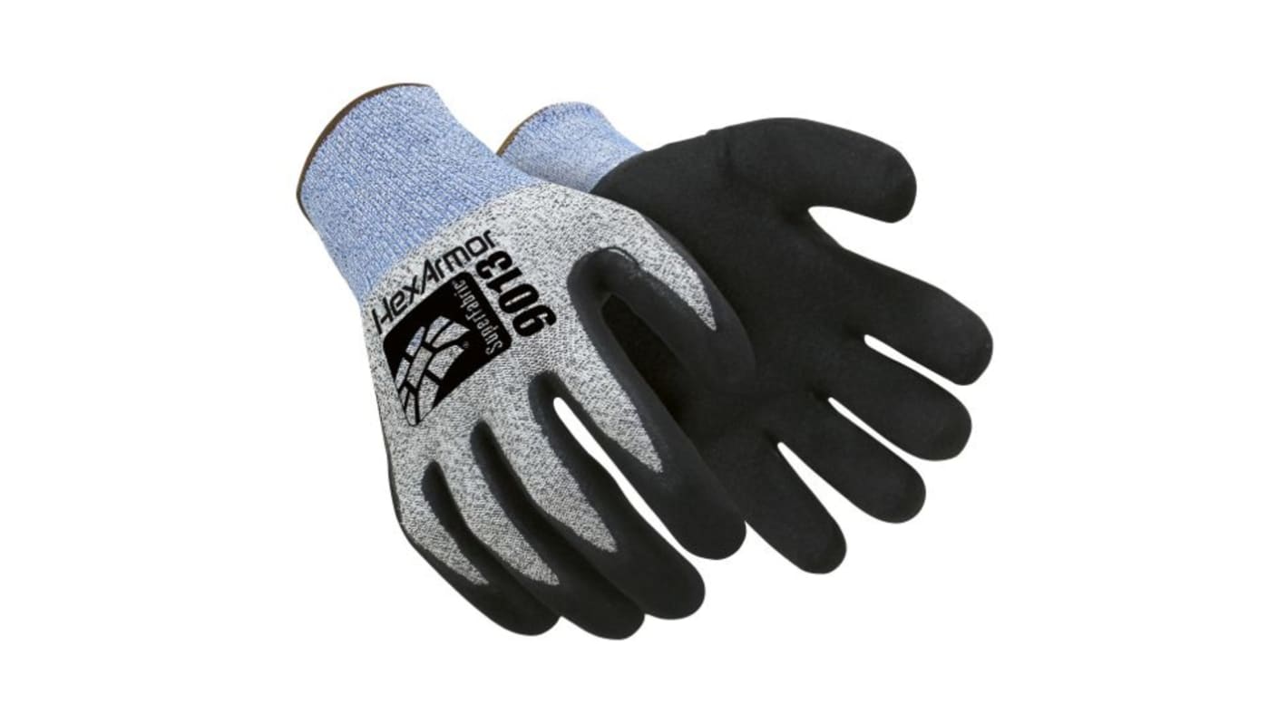 Uvex Black, Blue, Grey Glass Fibre, HPPE Cut Resistant Cut Resistant Gloves, Size 7, Nitrile Coating