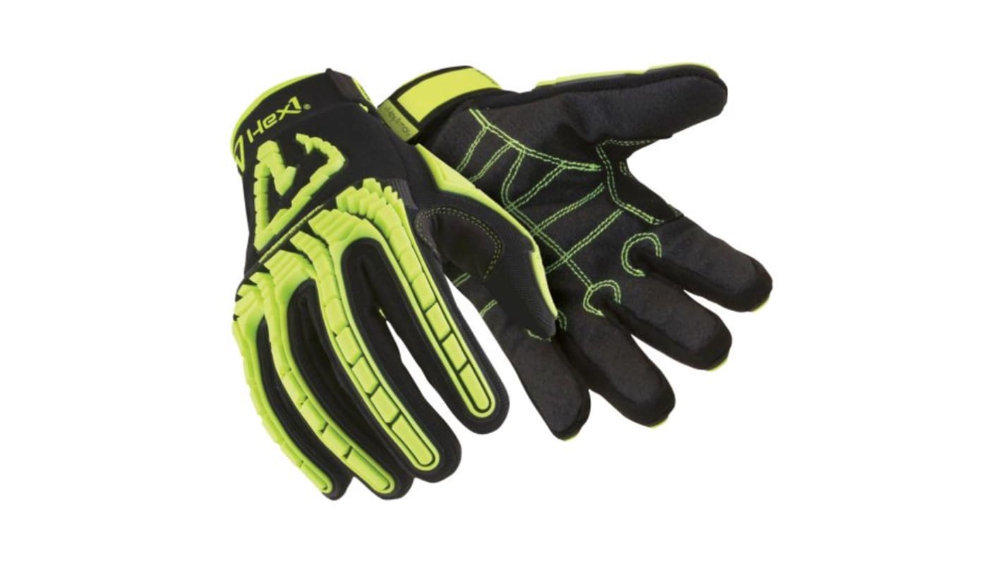 Uvex Black Nylon, Spandex Impact Protection Work Gloves, Size 7, PVC Coating