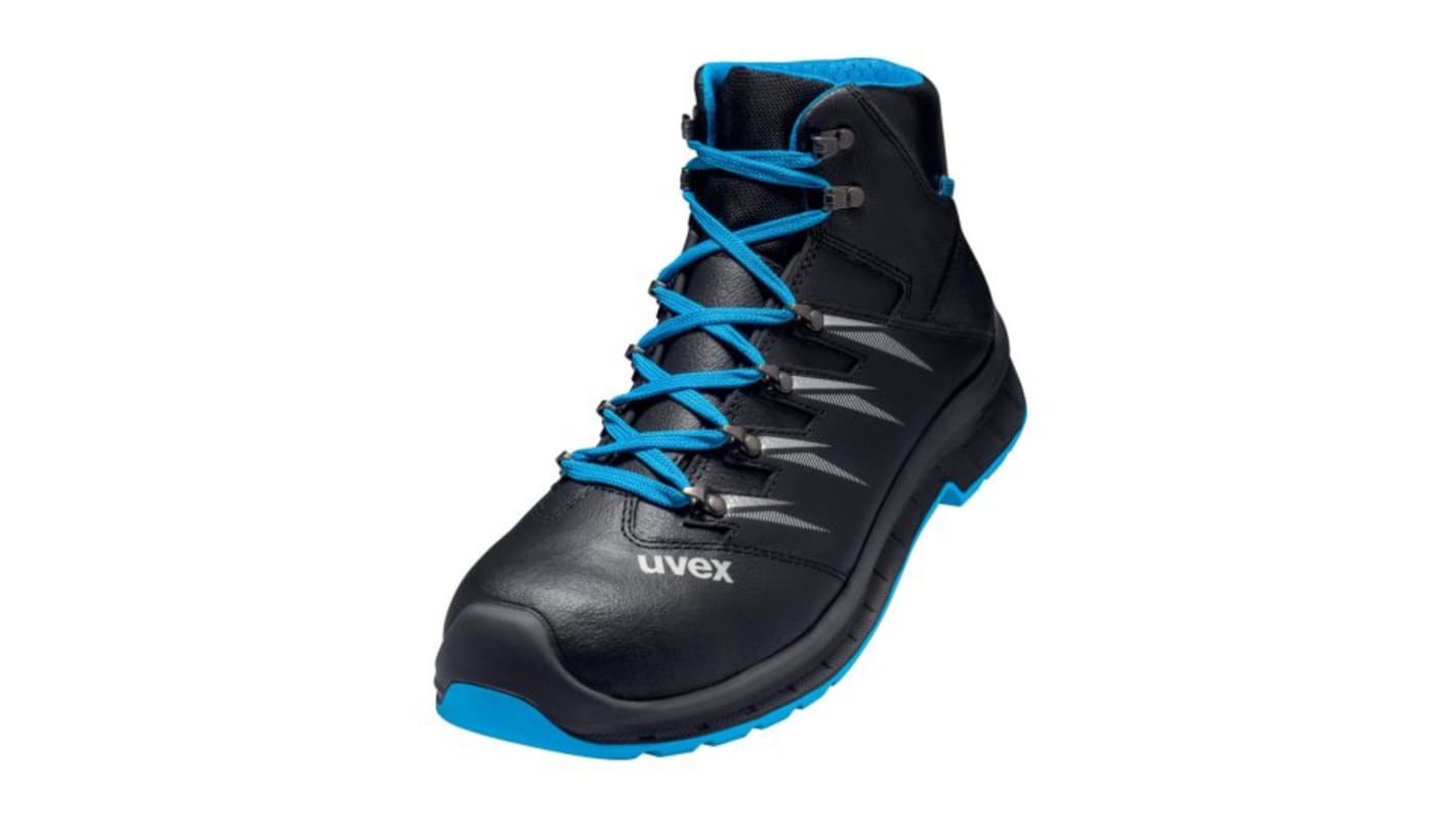 Uvex Black, Blue ESD Safe Steel Toe Capped Unisex Safety Boots, UK 3, EU 35