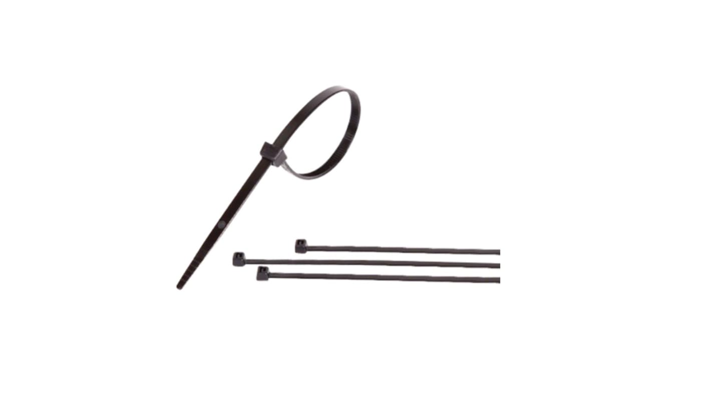 HellermannTyton Cable Tie, 100mm x 2.5 mm, Black Nylon