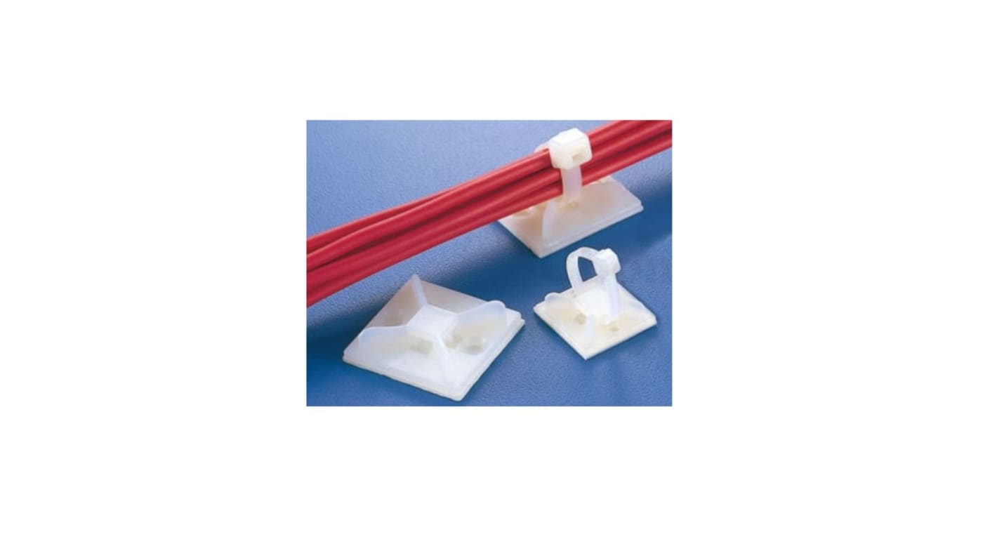 HellermannTyton Self Adhesive Natural Cable Tie Mount 13 mm x 13mm, 2.6mm Max. Cable Tie Width