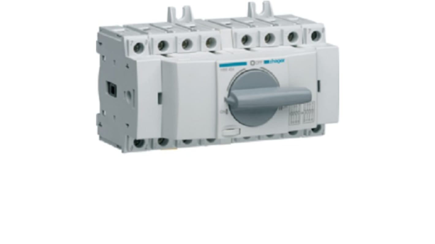 Hager 4P Pole DIN Rail Changeover Switch - 40A Maximum Current, 26kW Power Rating, IP20