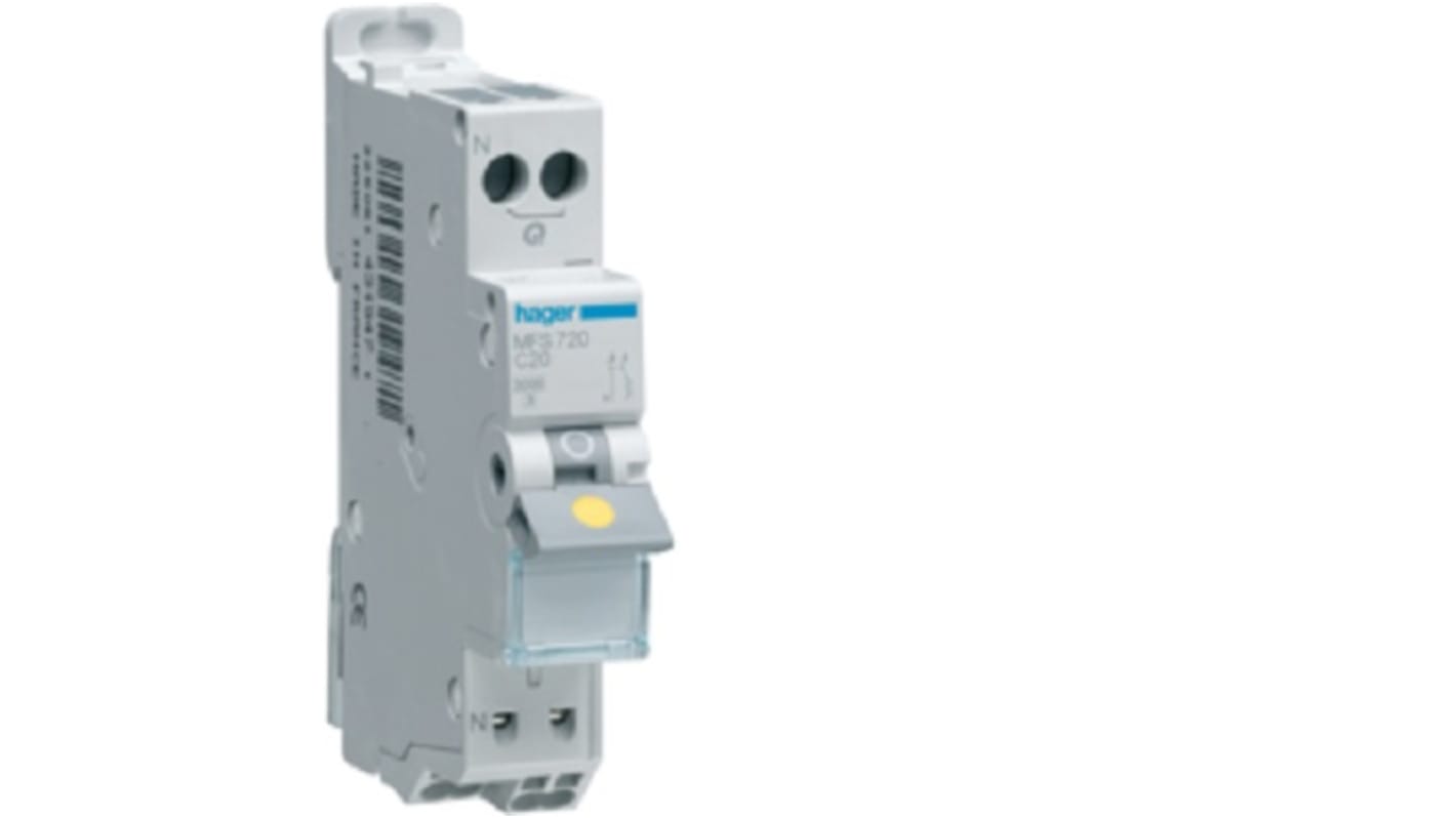 Interruptor automático electrónico Hager MFS720, 20A MFS, 1 canales