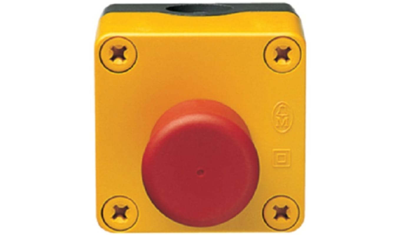 Hager MZ Not-Aus-Schalter, Kunststoff, Rund auf quadratisch, Rot, Gelb