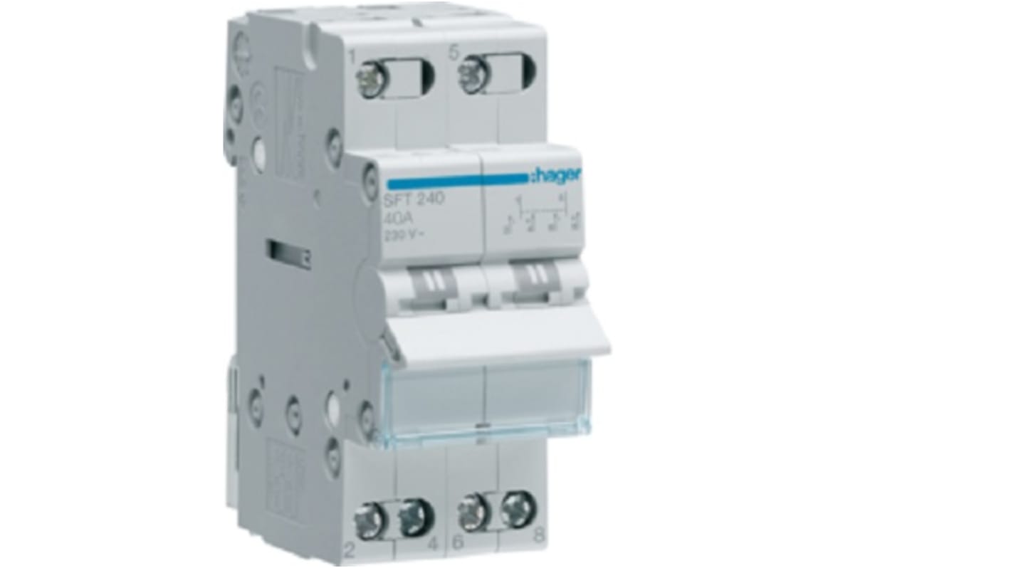 Hager SBN Series Modular Switch, Changeover, DIN Rail, DP3T, 440V, IP20