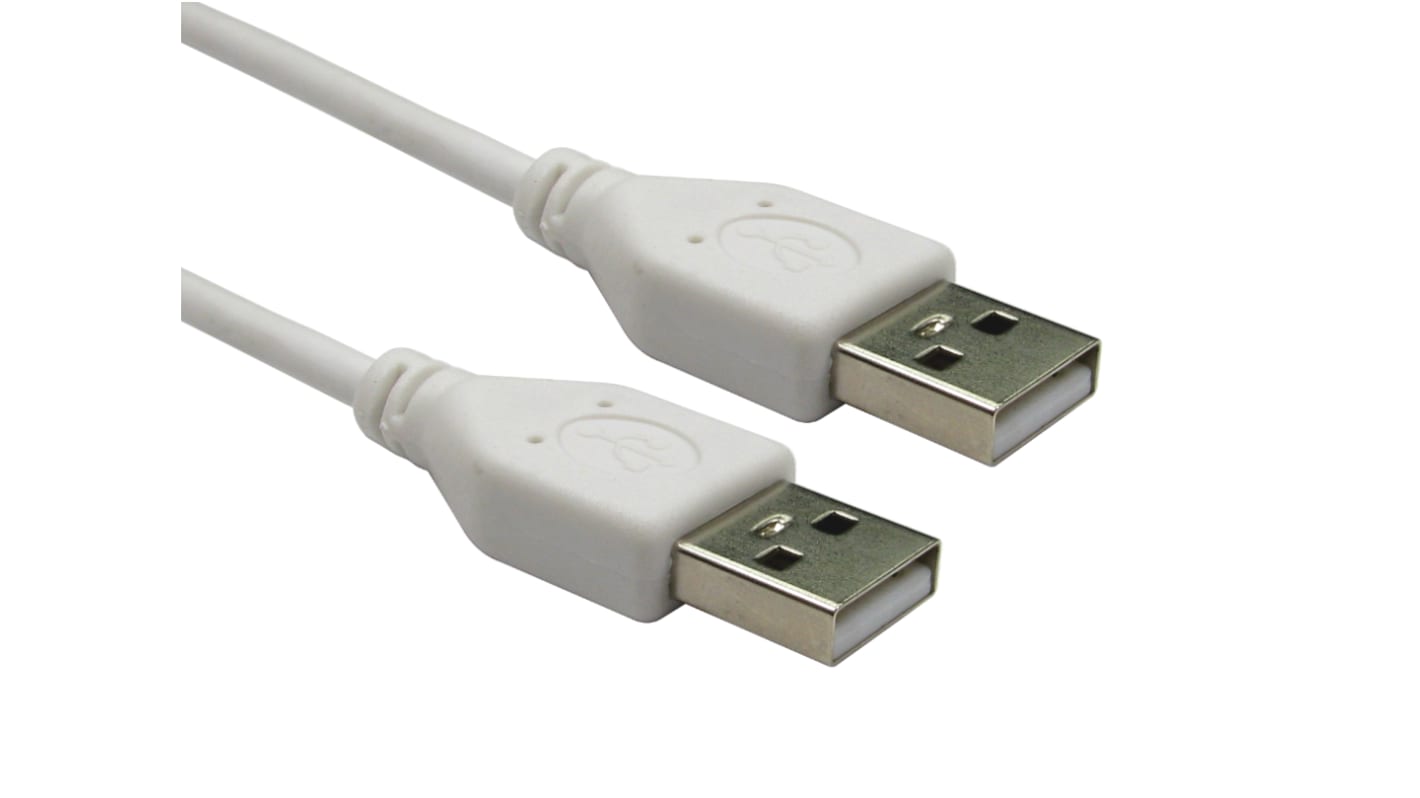 Câble USB RS PRO USB A vers USB A, 0.8m, Blanc