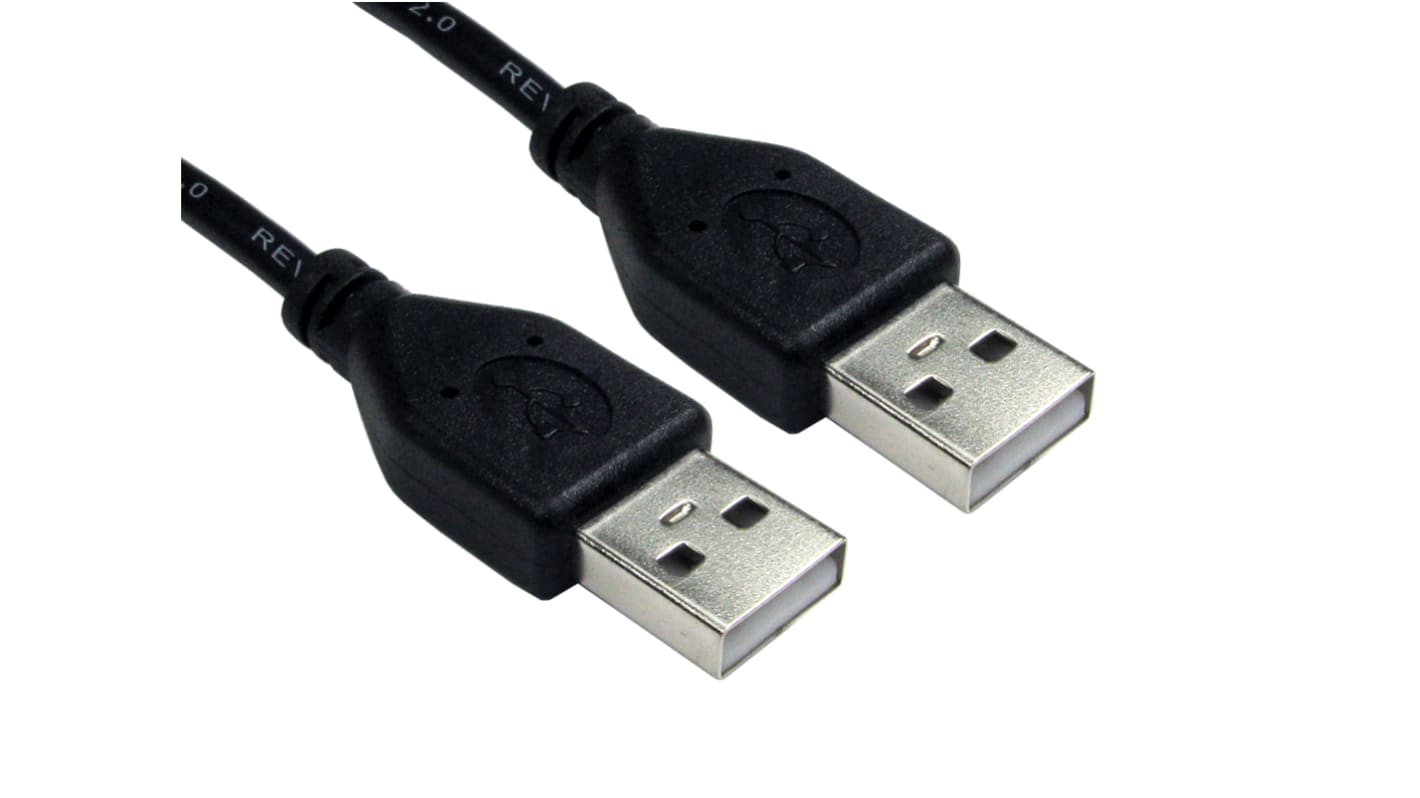 Cavo USB RS PRO USB A/USB A, L. 0.5m, col. Nero