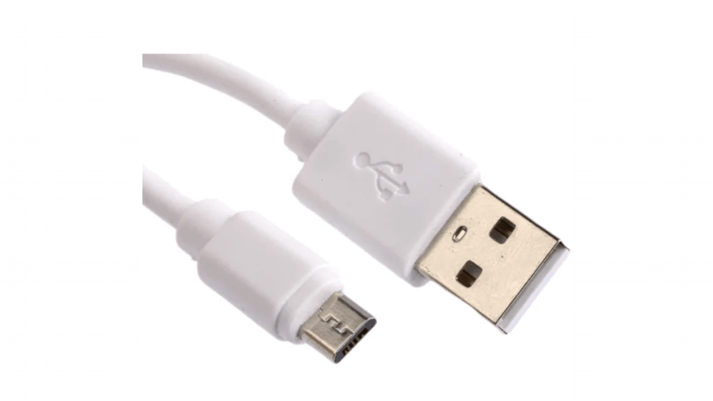 Câble USB RS PRO USB A vers USB B, 0.8m, Blanc