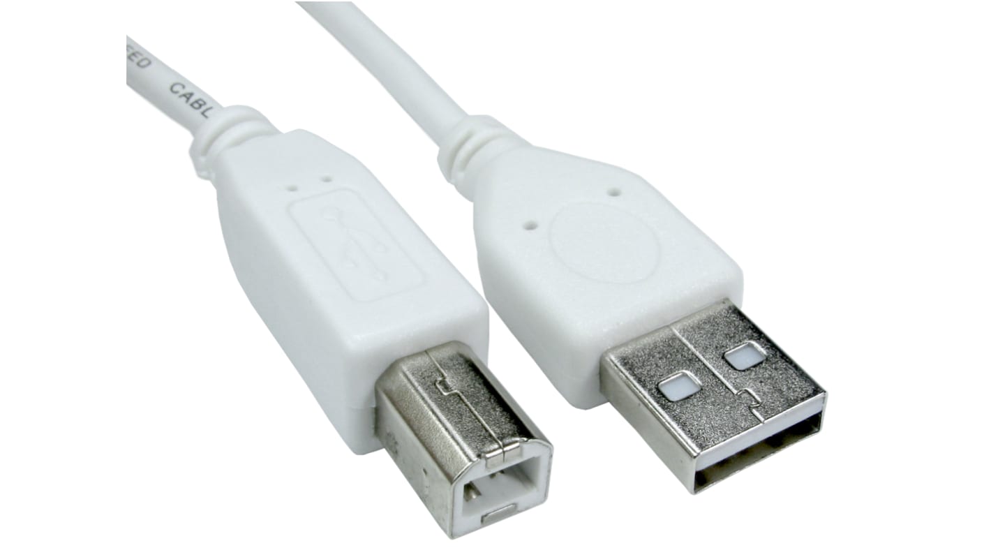 Câble USB RS PRO USB A vers USB B, 3m, Blanc