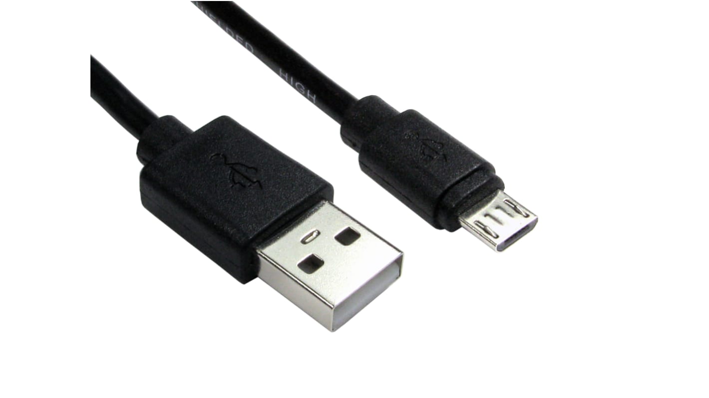 RS PRO USB 2.0 Cable, Male USB A to Male Micro USB B  Cable, 1.8m