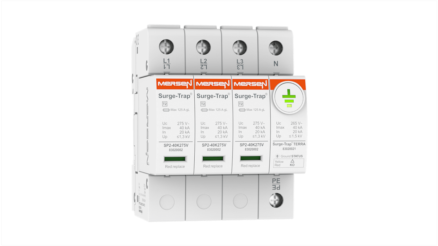 Mersen, STPT2 Surge Protection Device 400 V ac Maximum Voltage Rating 40kA Maximum Surge Current Surge Protection Device