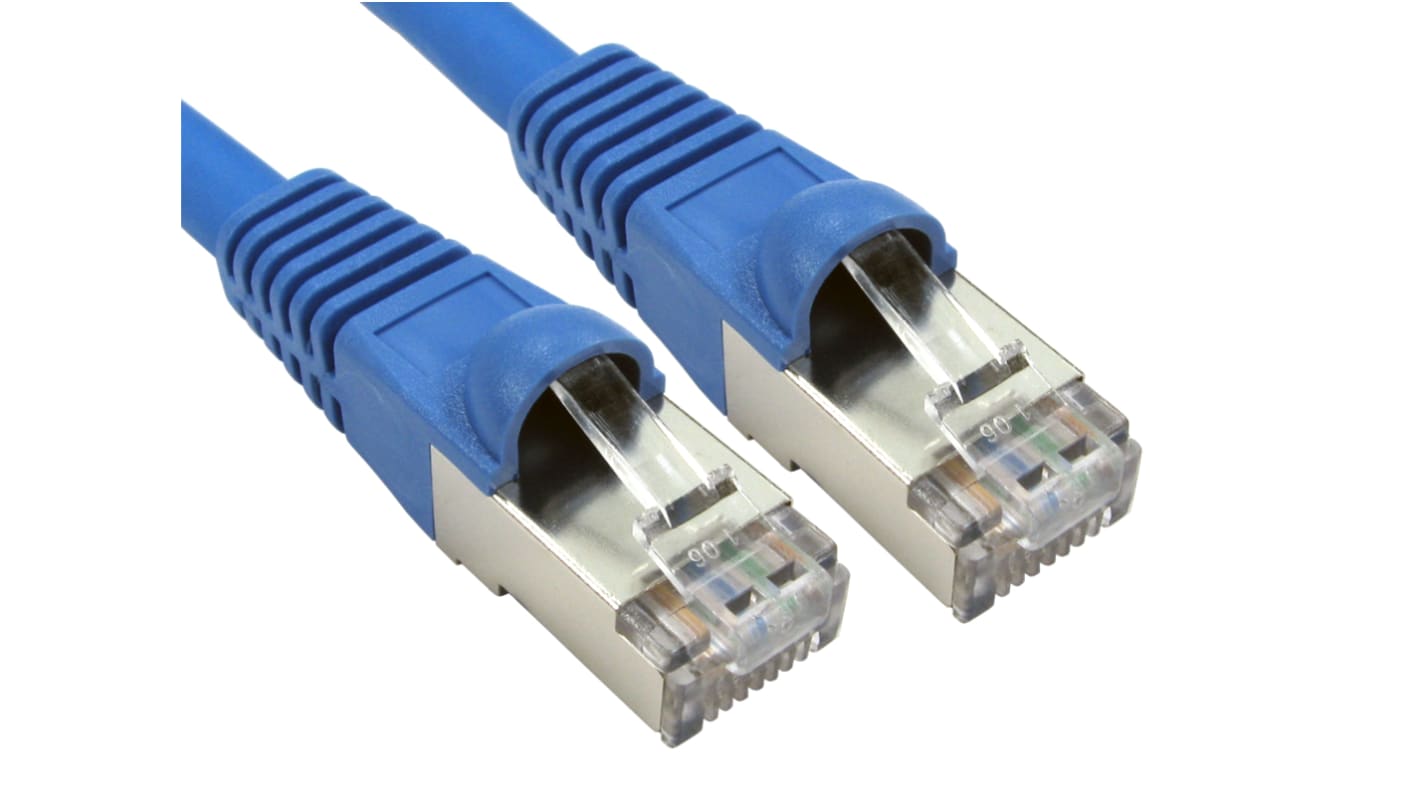 RS PRO Cat6a Straight Male RJ45 to Straight Male RJ45 Ethernet Cable, S/FTP, Blue LSZH Sheath, 250mm, Low Smoke Zero