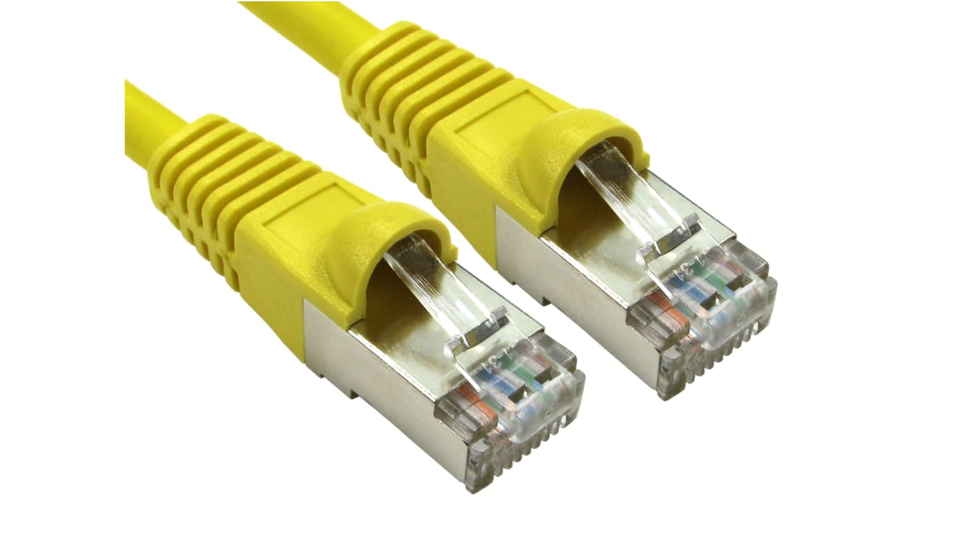 RS PRO Cat6a Straight Male RJ45 to Straight Male RJ45 Ethernet Cable, S/FTP, Yellow LSZH Sheath, 250mm, Low Smoke Zero