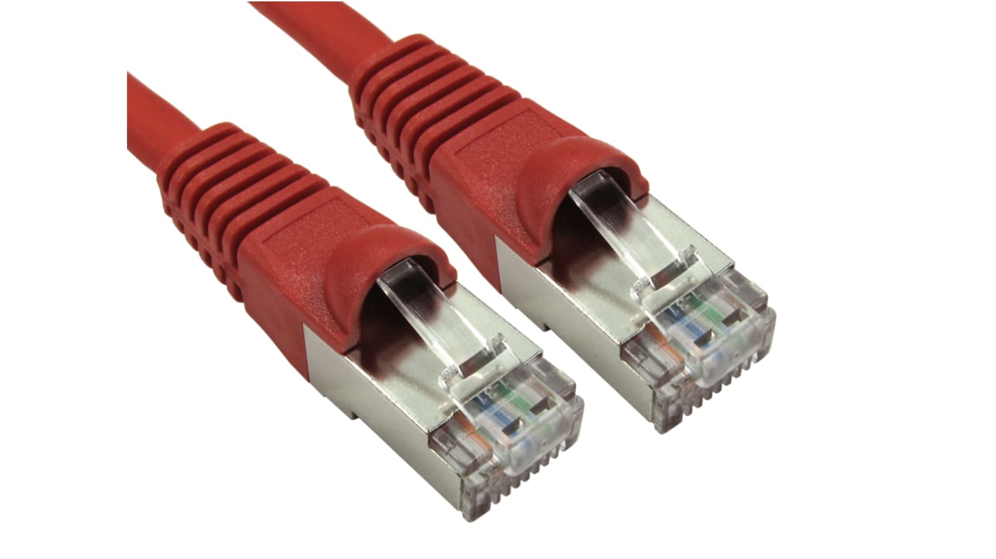 RS PRO Cat6a Straight Male RJ45 to Straight Male RJ45 Ethernet Cable, S/FTP, Red LSZH Sheath, 500mm, Low Smoke Zero