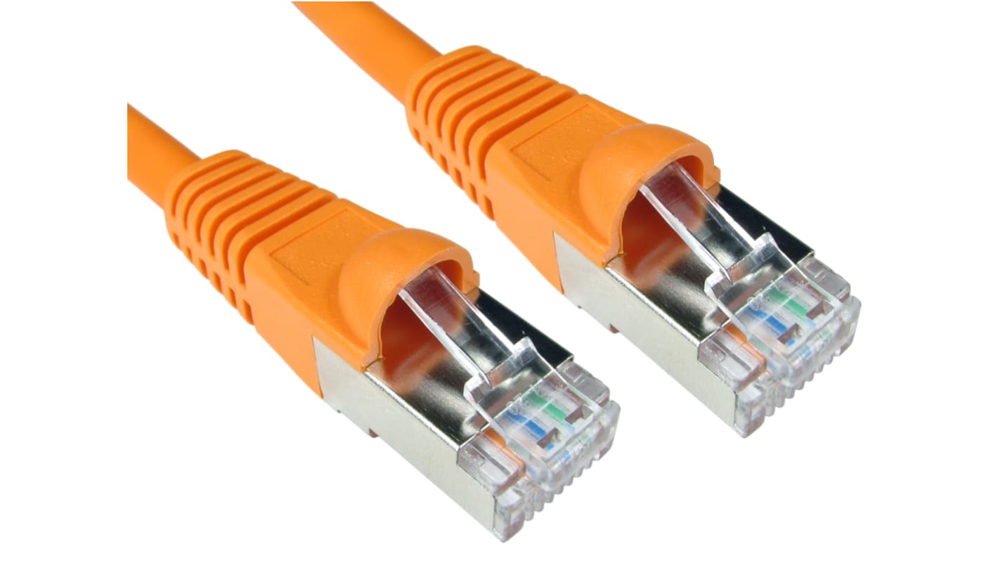 RS PRO Cat6a Straight Male RJ45 to Straight Male RJ45 Ethernet Cable, S/FTP, Orange LSZH Sheath, 1m, Low Smoke Zero