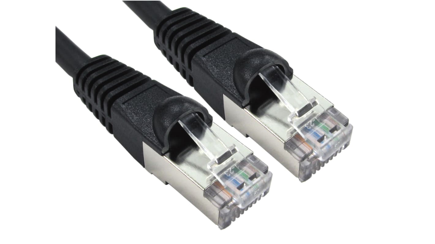 RS PRO Cat6a Straight Male RJ45 to Straight Male RJ45 Ethernet Cable, S/FTP, Black LSZH Sheath, 1m, Low Smoke Zero