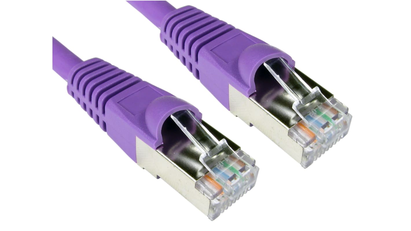 RS PRO Cat6a Straight Male RJ45 to Straight Male RJ45 Ethernet Cable, S/FTP, Purple LSZH Sheath, 2m, Low Smoke Zero