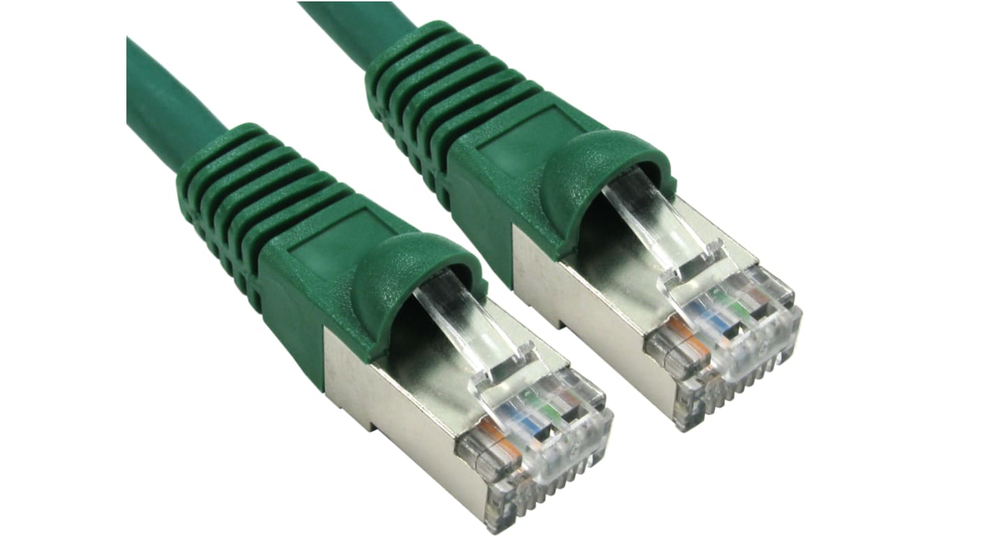 RS PRO Cat6a Straight Male RJ45 to Straight Male RJ45 Ethernet Cable, S/FTP, Green LSZH Sheath, 10m, Low Smoke Zero