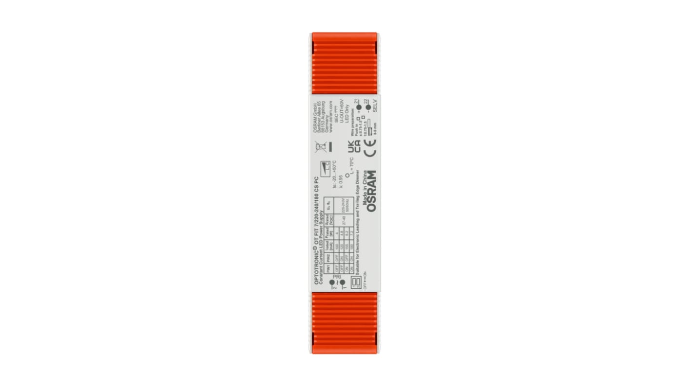 Osram LED Driver, 27-40V Output, 7.2W Output, 100-180mA Output, Constant Current Dimmable