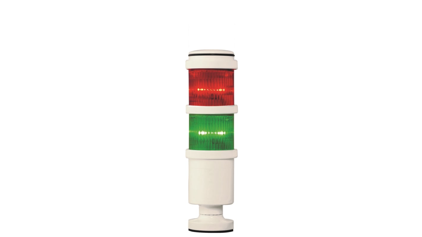 Torretta di segnalazione Sirena, 24 V, LED, 2 elementi, lenti , lenti Verde, Rosso