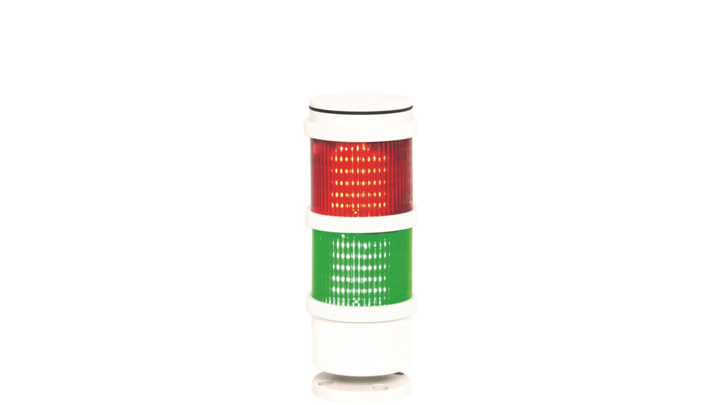 Torretta di segnalazione Sirena, 24 V, LED, 2 elementi, lenti , lenti Verde, Rosso