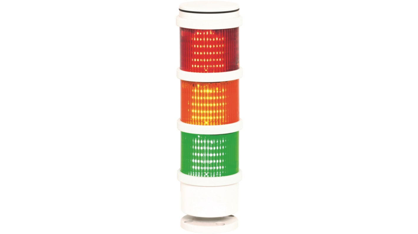 Torretta di segnalazione Sirena, 24 V, LED, 3 elementi, lenti , lenti Ambra, Verde, Rosso