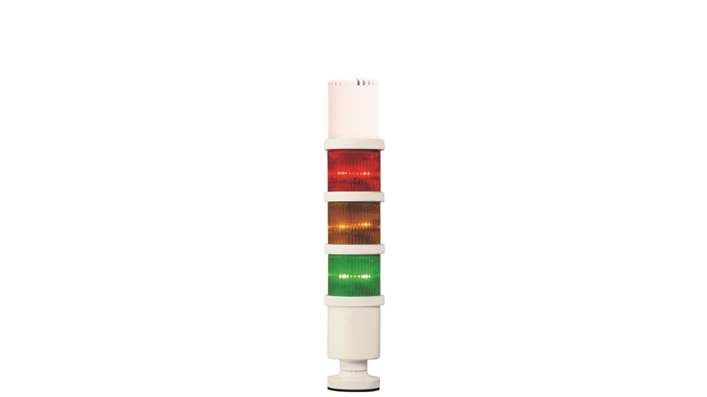 Torretta di segnalazione Sirena, 24 V, LED, 3 elementi, lenti , lenti Ambra, Verde, Rosso, con Cicalino