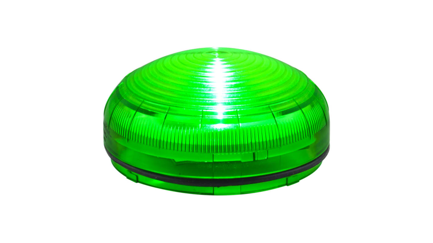 Segnalatore LED Lampeggiante, Costante, Stroboscopico Sirena, LED, Verde, 12 → 24 V, 40 → 80 V, 120