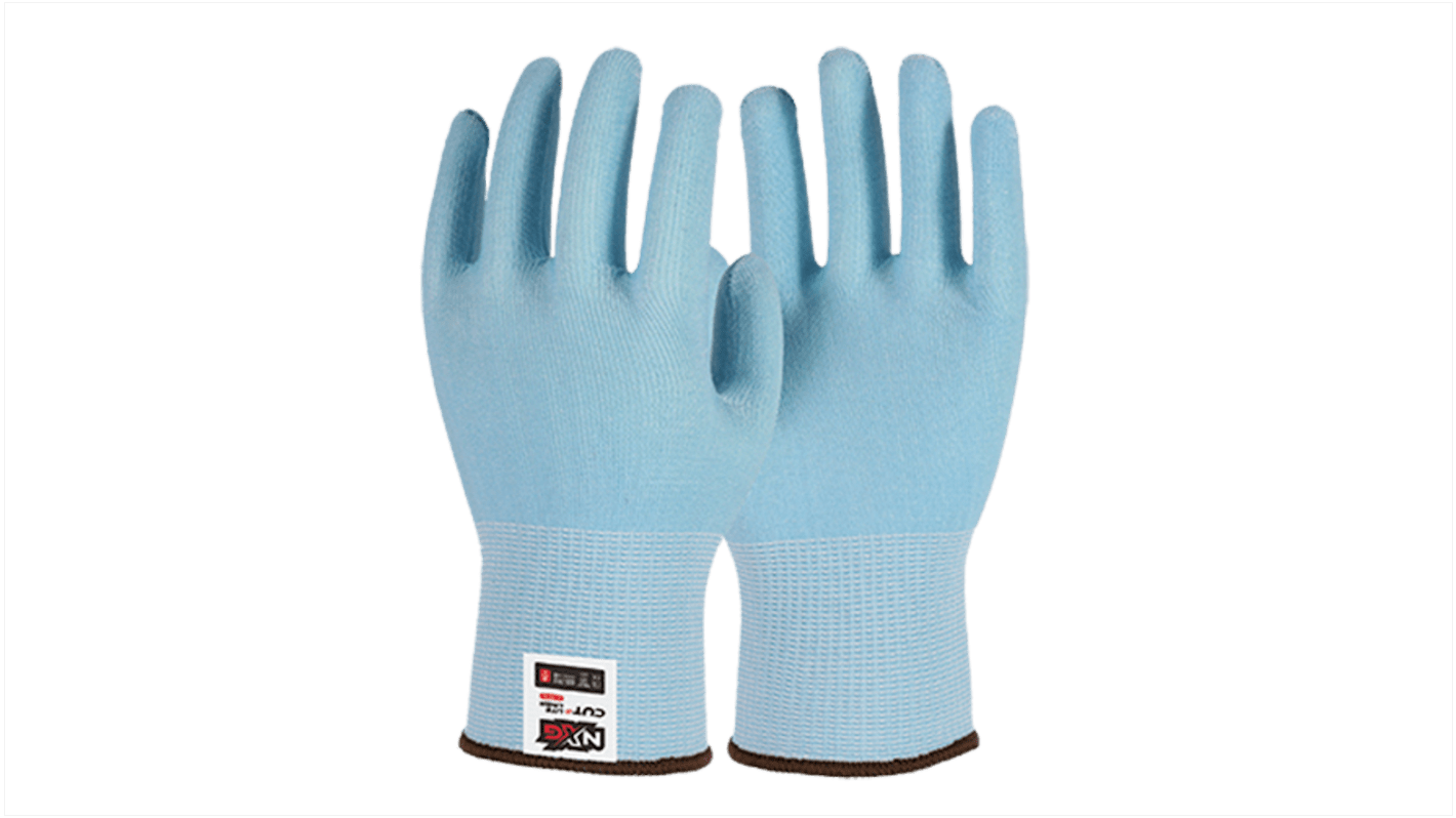 NXG Cut D Lite Liner Blue Glass Fiber, HPPE, Polyester, Spandex, Steel Cut Resistant Work Gloves, Size 8, Medium