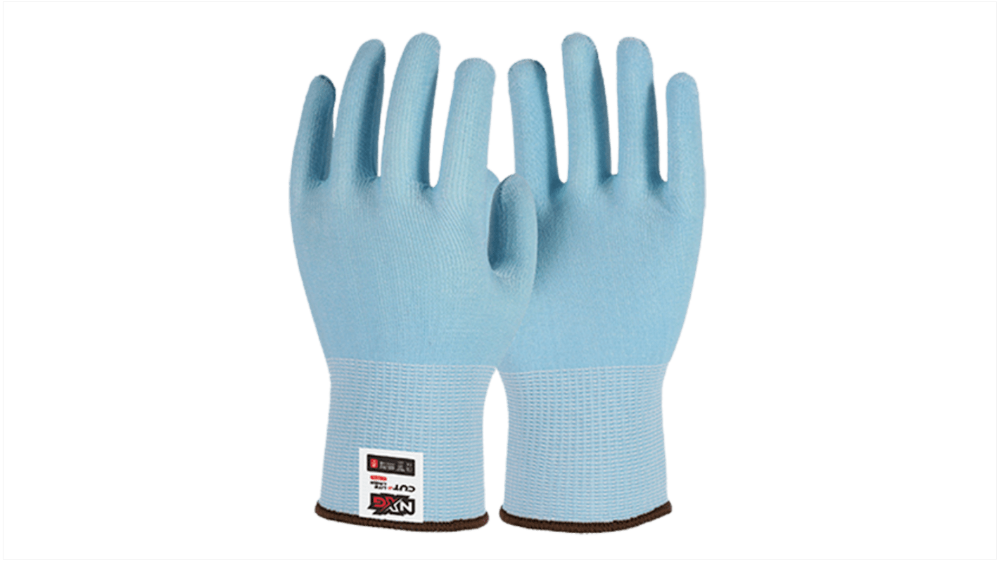 NXG Cut D Lite Liner Blue Glass Fiber, HPPE, Polyester, Spandex, Steel Cut Resistant Work Gloves, Size 11