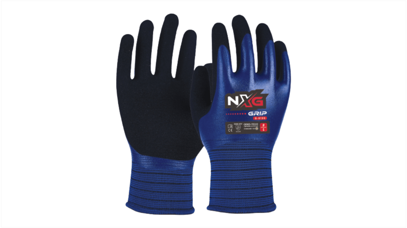 NXG Grip FC Purple/ Black Nitrile, Nylon, Spandex Abrasion Resistant, Cut Resistant Work Gloves, Size 9, Nitrile Coating