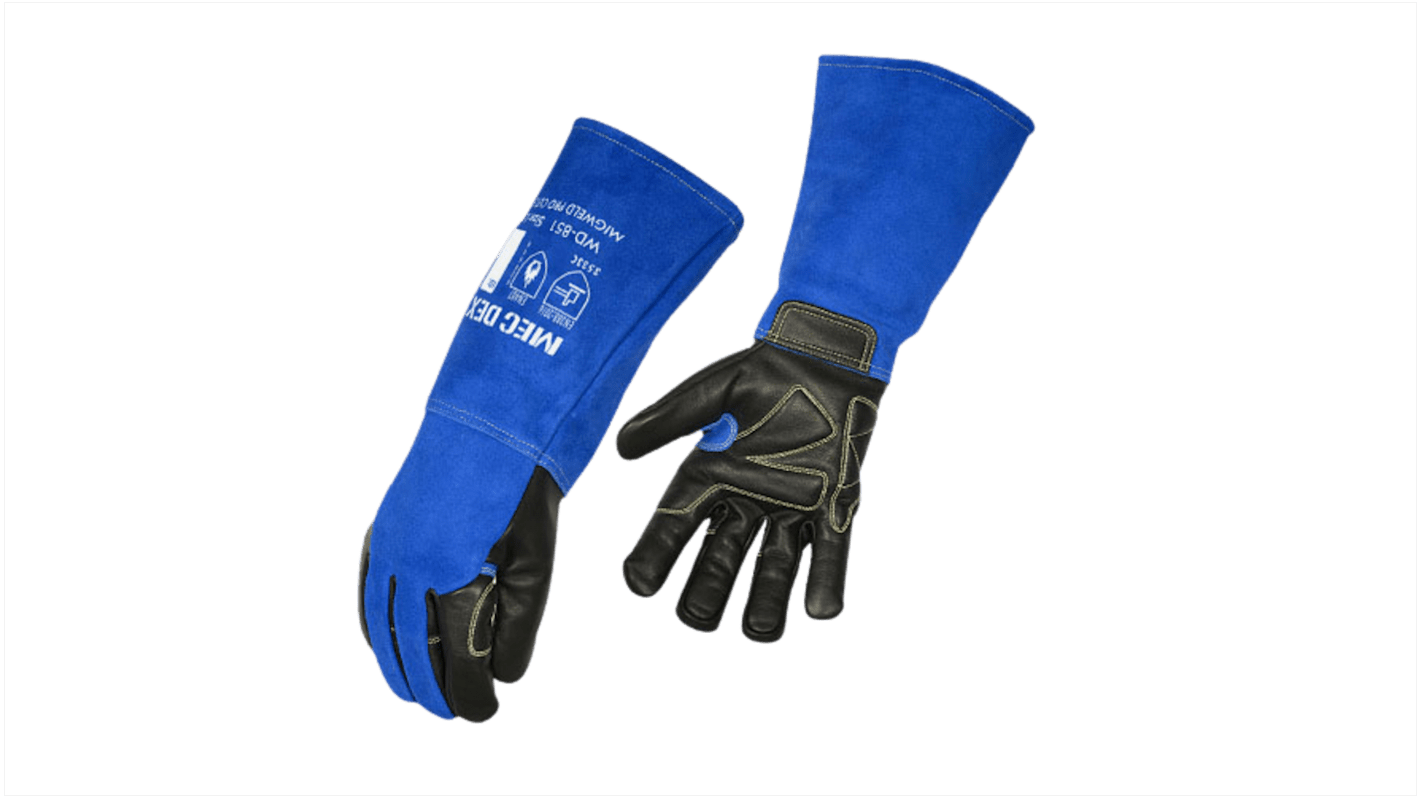 Mecdex MigWeld Pro Cut C Black, Blue Aluminium, Cotton, Glass, Kevlar, Leather, Polyester Cut Resistant Work Gloves,