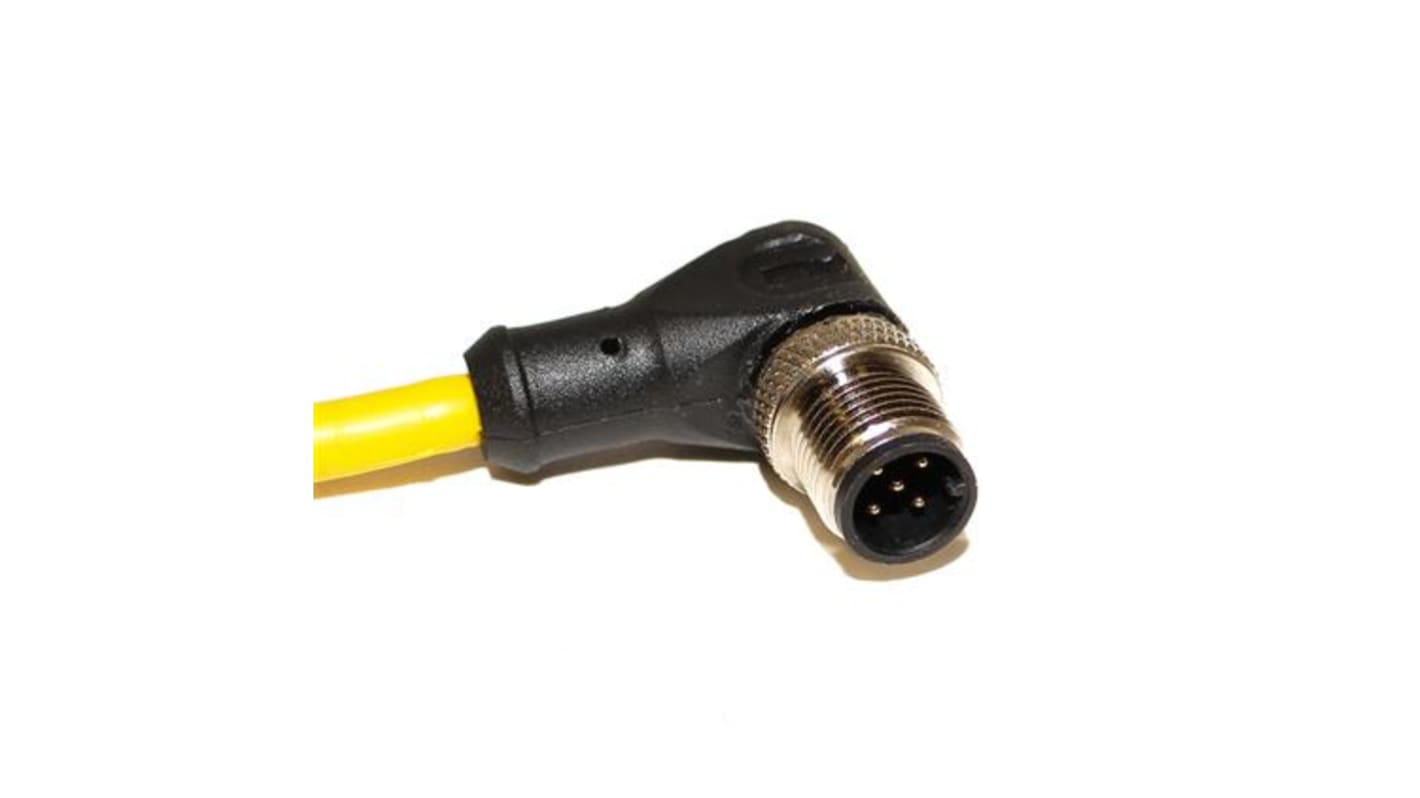 Mueller Electric Right Angle Male M12 to Unterminated Sensor Actuator Cable, 5m