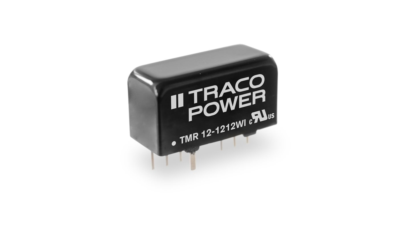 TRACOPOWER TMR 12WI DC-DC Converter, 12V dc/ 1A Output, 18 → 75 V dc Input, 12W, PCB Mount, +85°C Max Temp -40°C