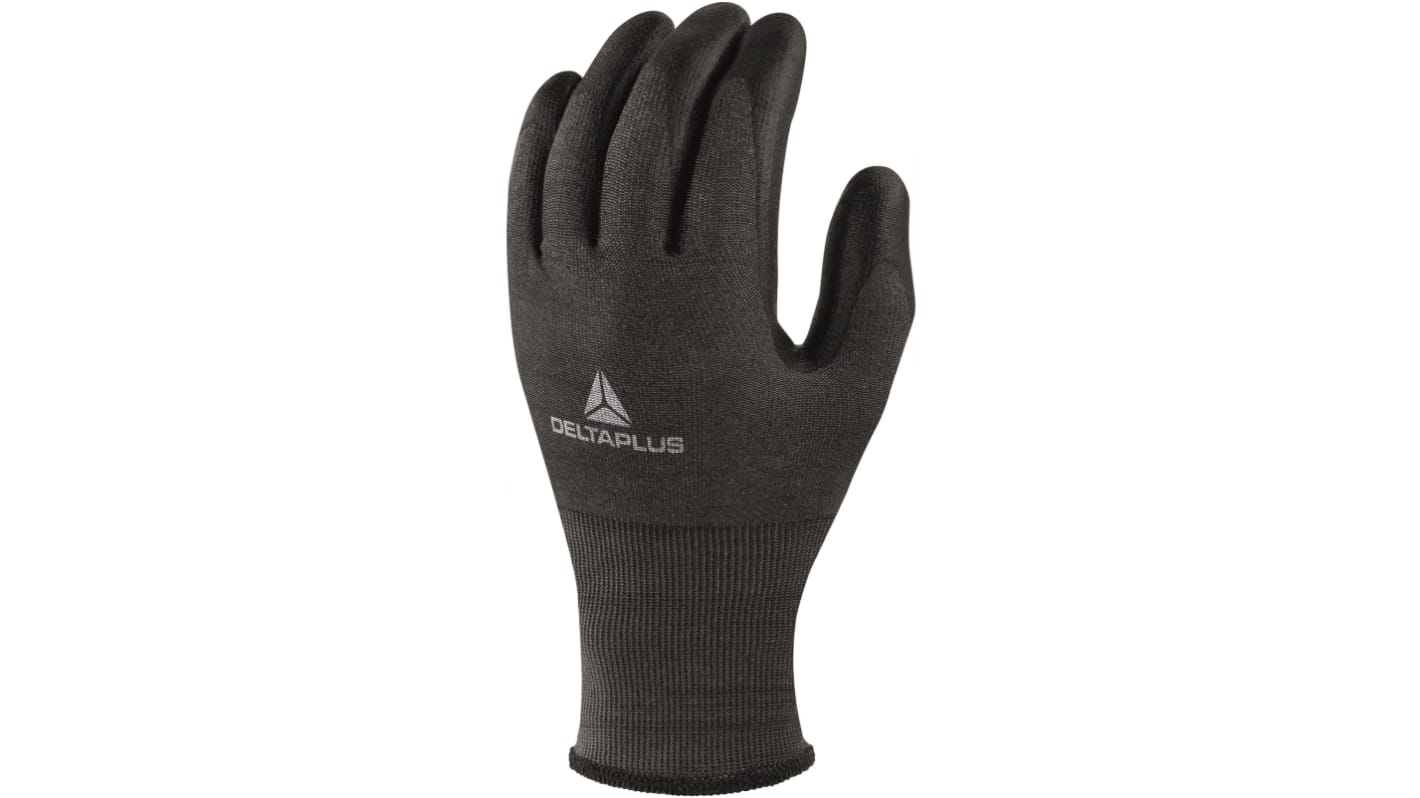 Delta Plus Black Carbon Fibre General Purpose General Handling Gloves, Size 6, Polyurethane Coating