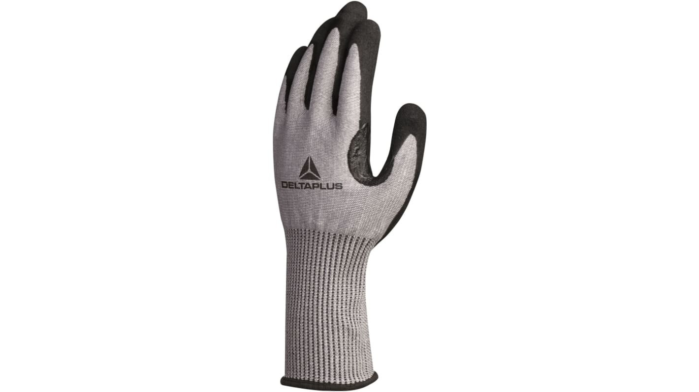 Guantes de uso general de Nitrilo Gris Delta Plus, talla 8, M, con recubrimiento de Espuma de nitrilo