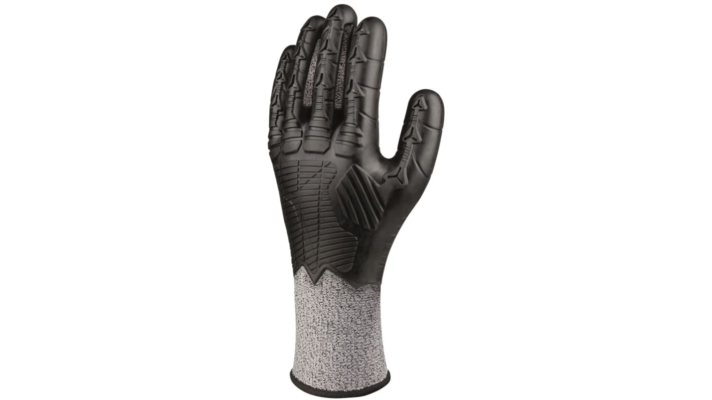 Delta Plus Black Fibres Cut Resistant General Handling Gloves, Size 9, Large, Thermoplastic Rubber Coating