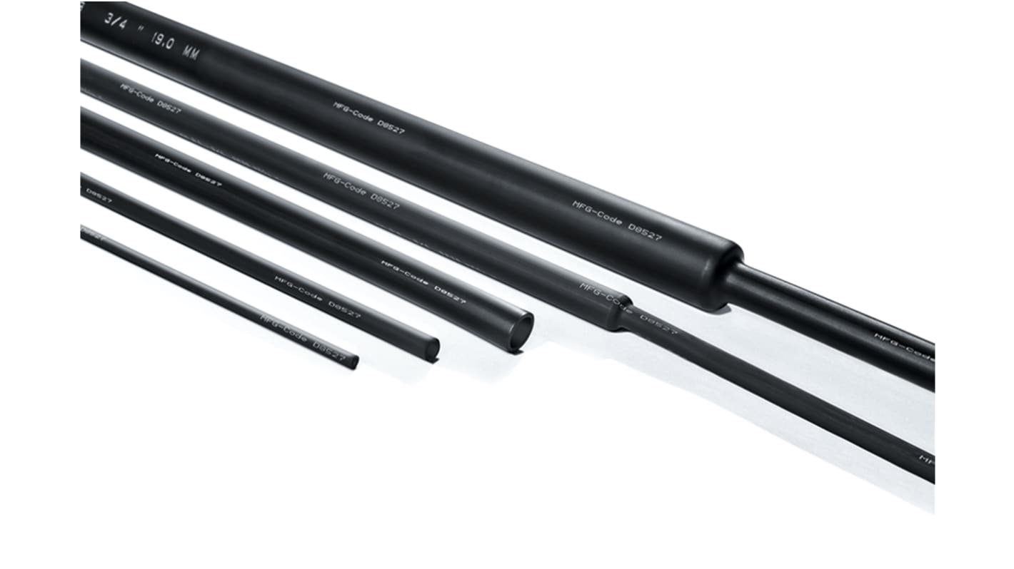 HellermannTyton Heat Shrink Tubing, Black 4.8mm Sleeve Dia. x 60m Length 2:1 Ratio, SE28 Series