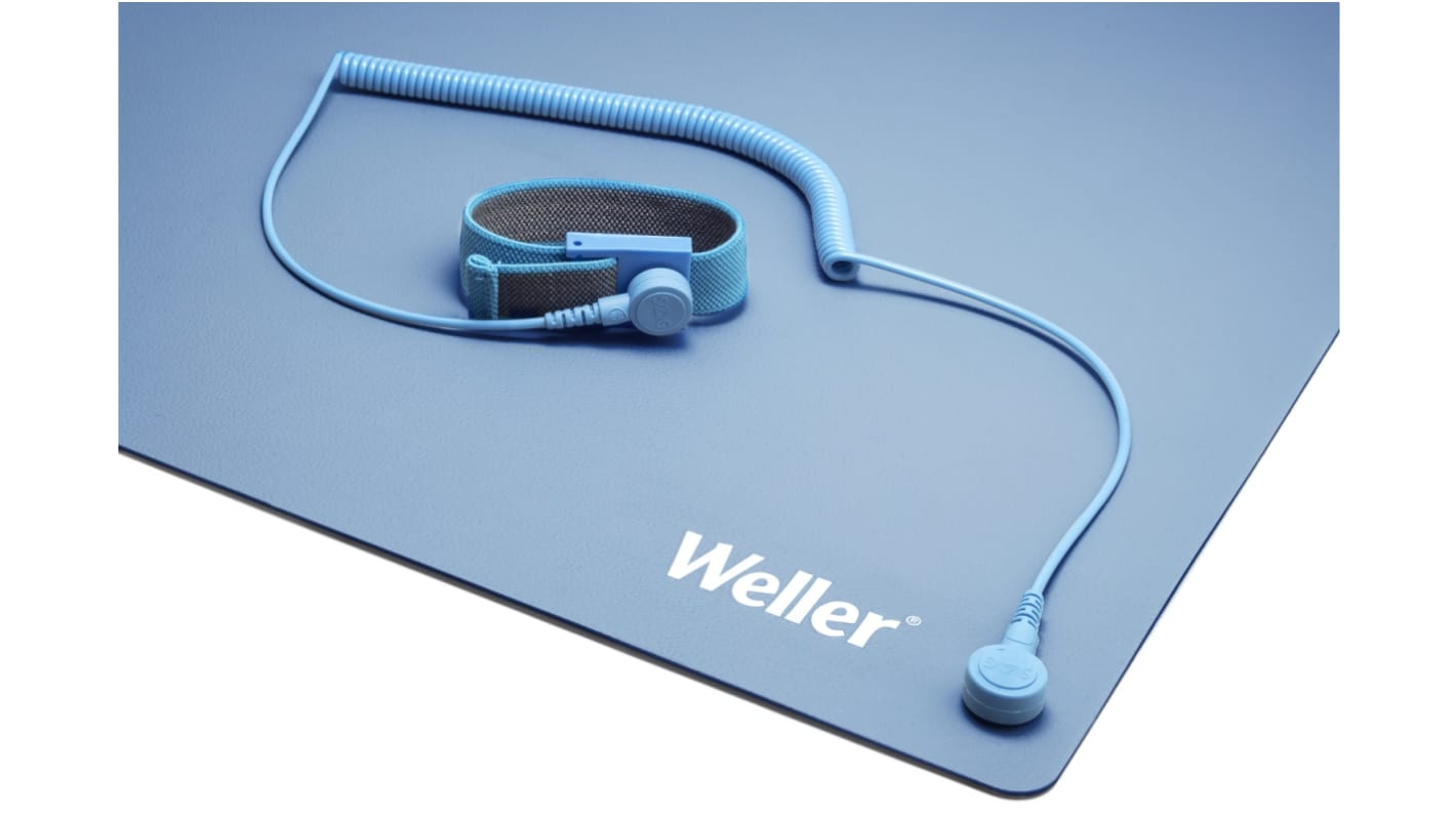 Weller Arbeitsplatz Antistatik-Set ESD-Feldkit Blau für Handgelenkband-Erdung, 2mm x 600mm x 900mm