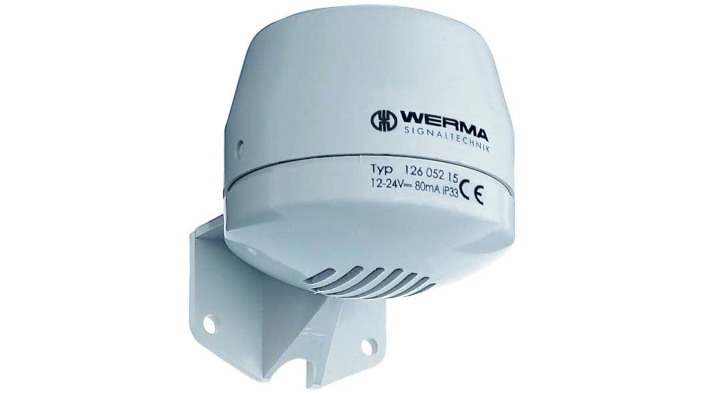 Werma 126 Series Wall Mount Electronic Sounder, 12 → 24 V, 105dB at 1 m, IP65, DC, 4-Tone