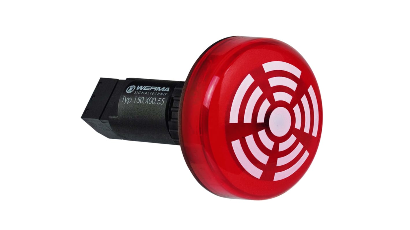 Werma 150 Series Red Continuous lighting Beacon, 115 V, Built-in Mounting, LED Bulb