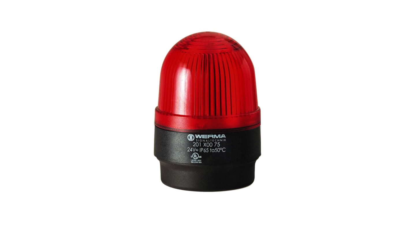 Werma 201 Series Red Continuous lighting Beacon, 115 V, Base Mount, LED Bulb