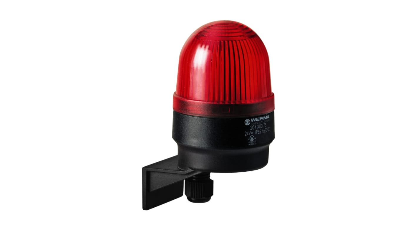 Werma 204 Series Red Continuous lighting Beacon, 115 V, Wall Mount, LED Bulb