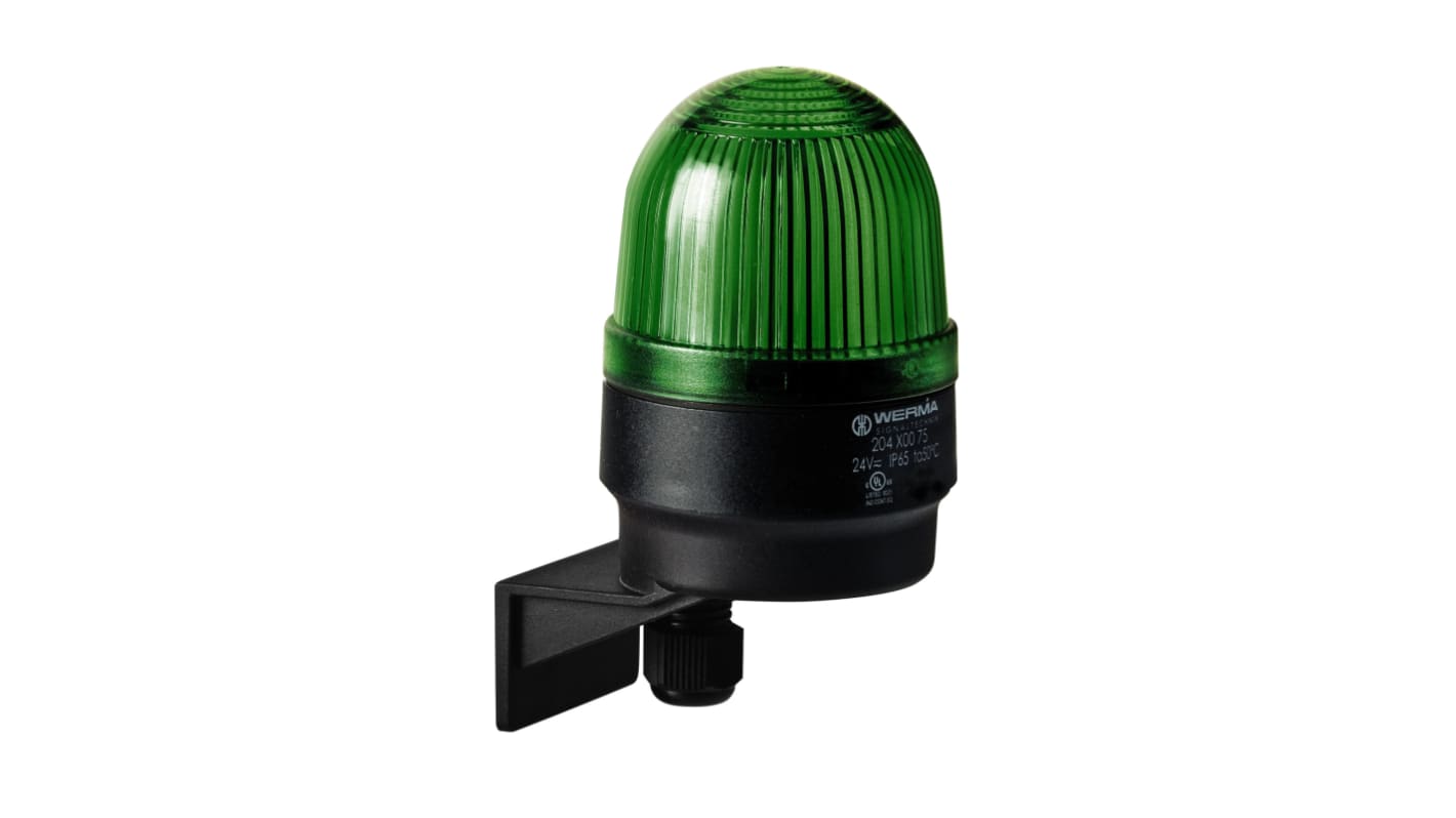 Werma 204 Series Green Continuous lighting Beacon, 24 V, Wall Mount, LED Bulb