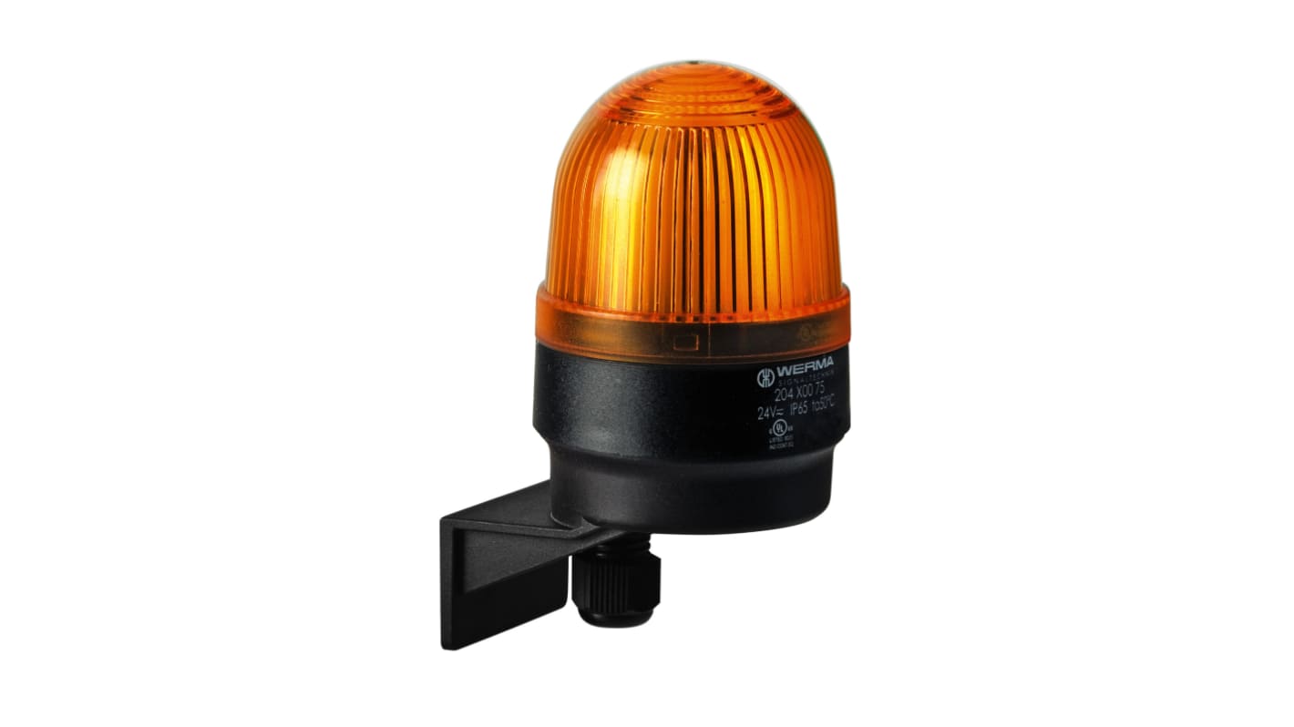 Werma 204 Series Yellow Continuous lighting Beacon, 24 V, Wall Mount, LED Bulb, IP65