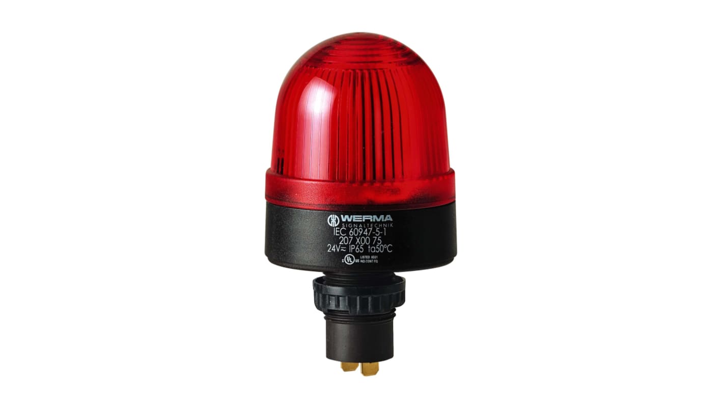 Werma 207 Series Red Continuous lighting Beacon, 115 V, Built-in Mounting, LED Bulb