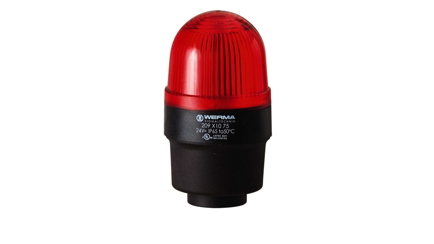 Werma 209 Series Red Flashing Beacon, 24 V, Tube Mounting, Xenon Bulb